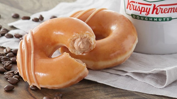 For one week, Krispy Kreme is serving doughnuts filled with coffee-flavored cream