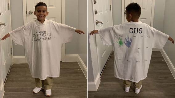Mom's clever T-shirt tradition for son's first days of school goes viral