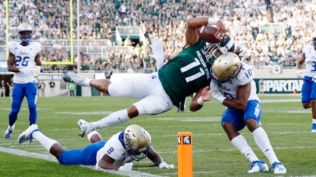 WATCH: No. 18 Michigan State tops Tulsa in 28-7 opening night win