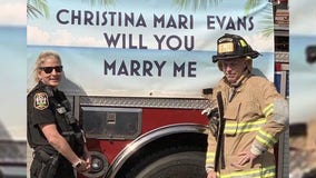 'Surprise of a lifetime': Firefighter surprises deputy responding to call with marriage proposal