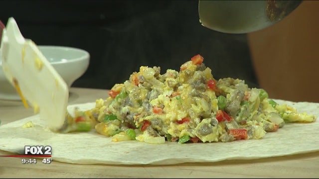 Breakfast burritos with Rusty Bucket