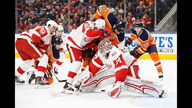 Petr Mrazek makes 36 saves, Red Wings beat Oilers 4-0