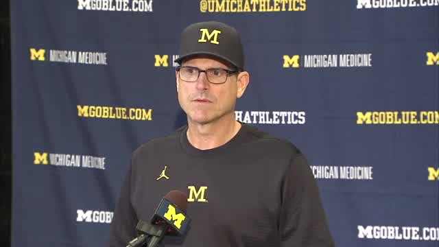 WATCH: Harbaugh 'I'm well aware' on record in rivalry games; plus Perry as they move on from MSU
