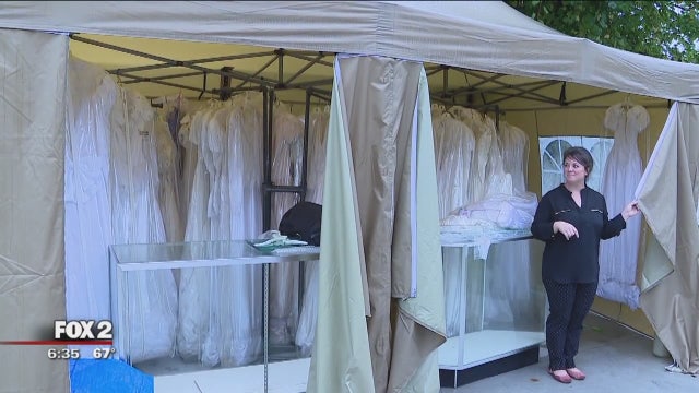 Woman turns backyard to bridal bazaar in giveaway of new wedding gowns
