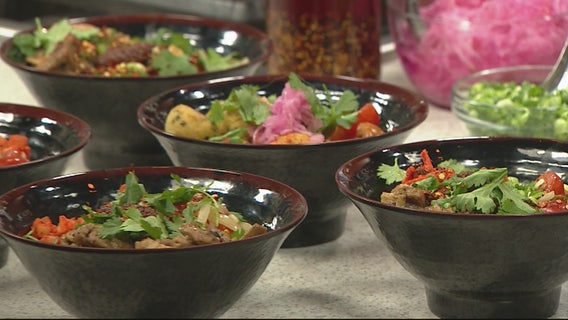 Making lemon miso coleslaw with Chow