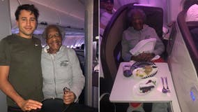 Plane passenger gives first-class seat to 88-year-old woman, makes her 'dream' come true