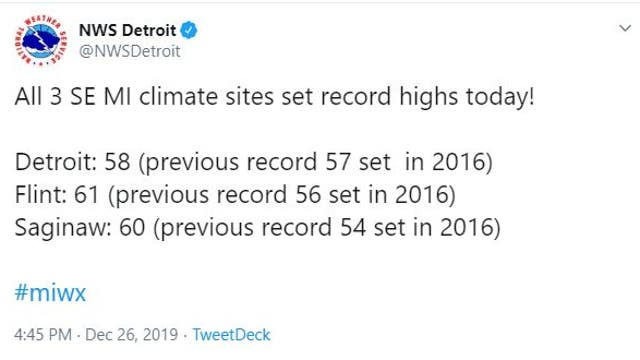 Record high temperatures set for southeast Michigan