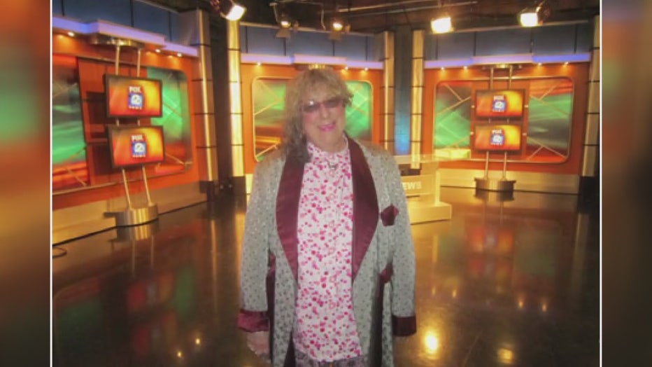 A photograph of Allee Willis in the FOX 2 News studio in Southfield, Mich.