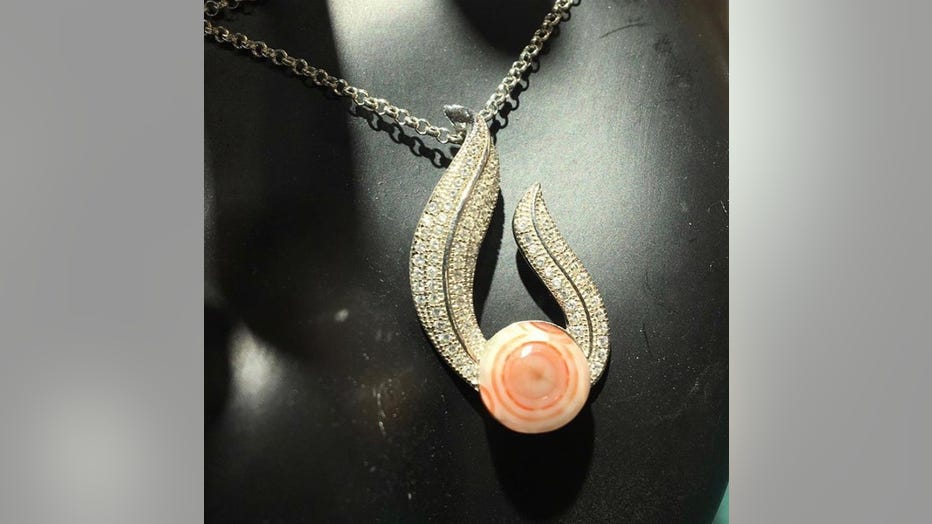 According to Opalus of Rochester, the theives walked into the store Sunday evening a little after 5 p.m. and walked out with a pendant that had a Lake Superior thomsonite gem on it. 