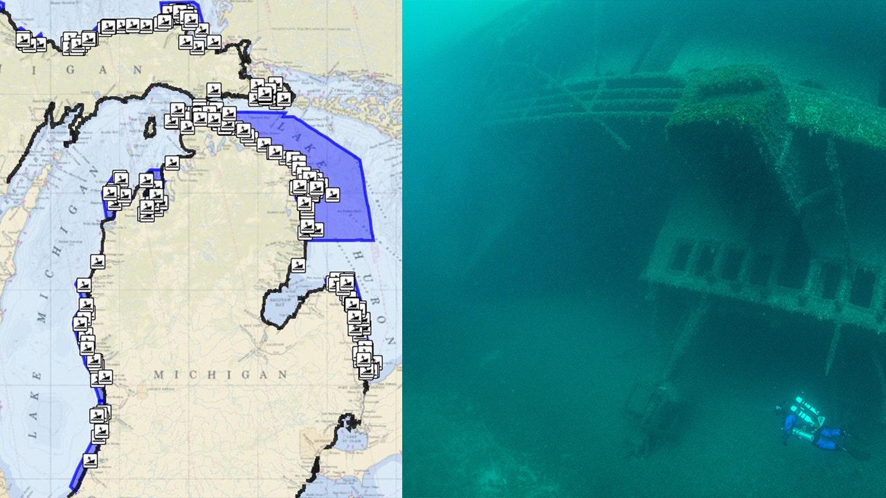 Michigan Shipwrecks Find And Dive Interactive Map - Gambaran