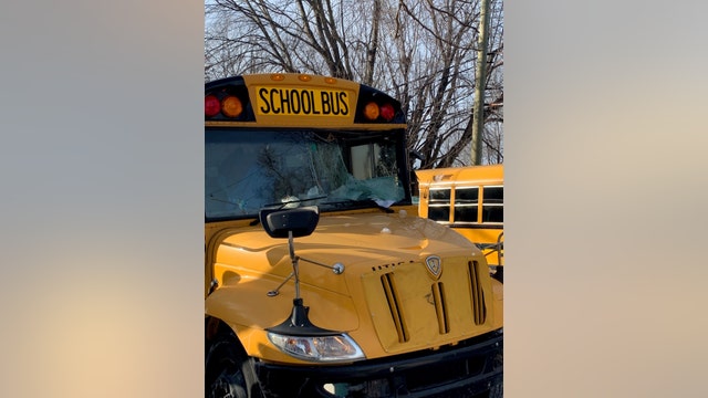 Slab of ice from passing semi crashes through Utica school bus windshield, injuring driver