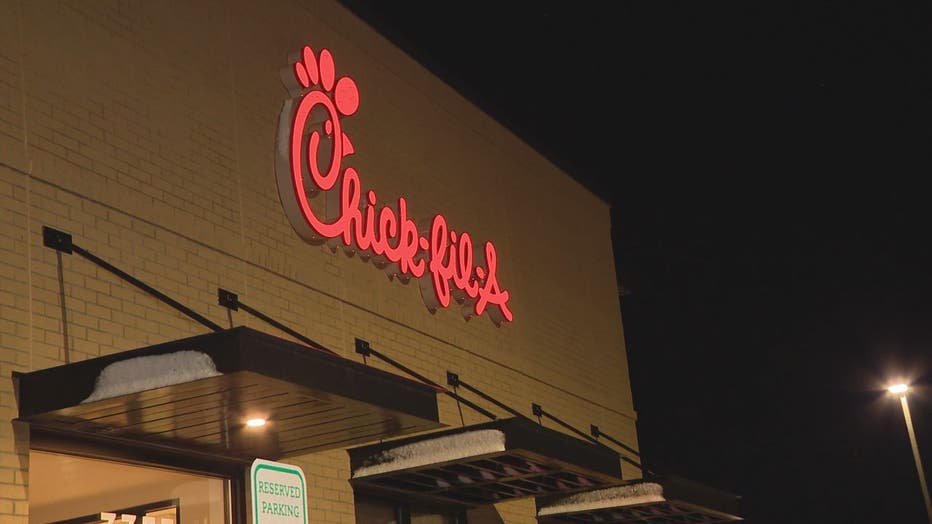 An exterior sign of Chick-fil-A