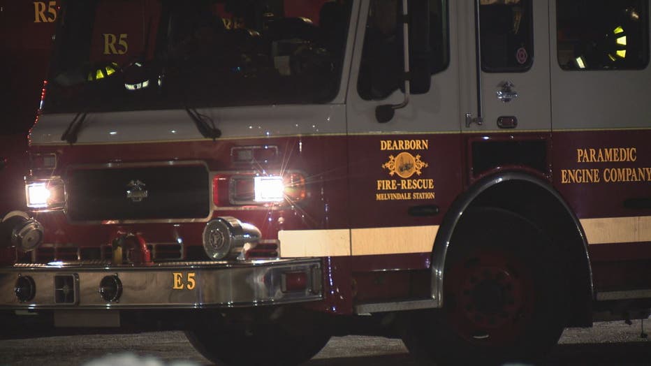 A Dearborn-Fire Rescue truck from the Melvindale station