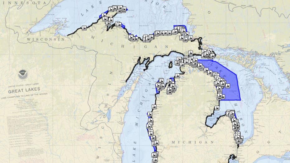 Lake Michigan Shipwreck Map New interactive Great Lakes map reveals shipwrecks around Michigan
