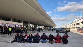 Rep. Rashida Tlaib rides with detained activists to station, following protest at DTW