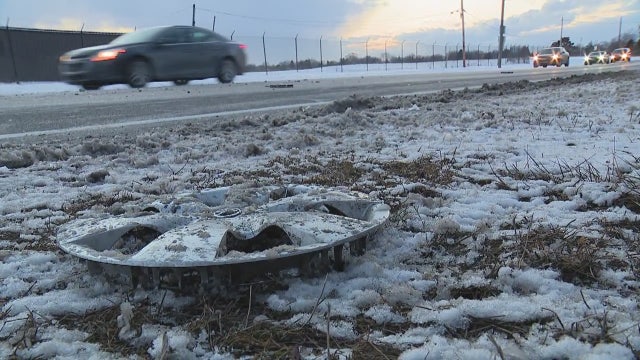 Crater on Conner pothole from bad street repair menaces drivers
