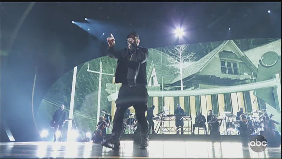 Eminem performs onstage during the 92nd Oscars at the Dolby Theatre in Hollywood, California on February 9, 2020.