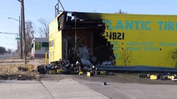 Drag racing vehicle loses control, crashes into building critically injuring 3