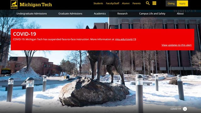 Michigan Tech suspending face-to-face classes amid coronavirus spread in Michigan