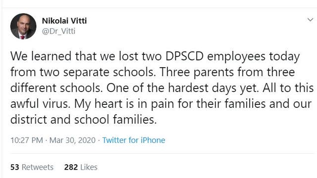 2 DPS employees, 3 parents die from coronavirus, superintendent says