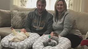 Newborn twins thriving despite challenging start with parents' COVID-19