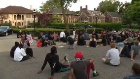 Sit-in protest against 8 p.m. Detroit curfew held outside Manoogian Mansion