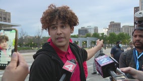 16-year-old Stefan Perez helps lead peaceful night of protest in downtown Detroit