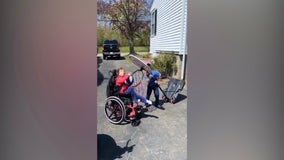 Teamwork: Brother helps sister with Leigh's disease nail slam dunk