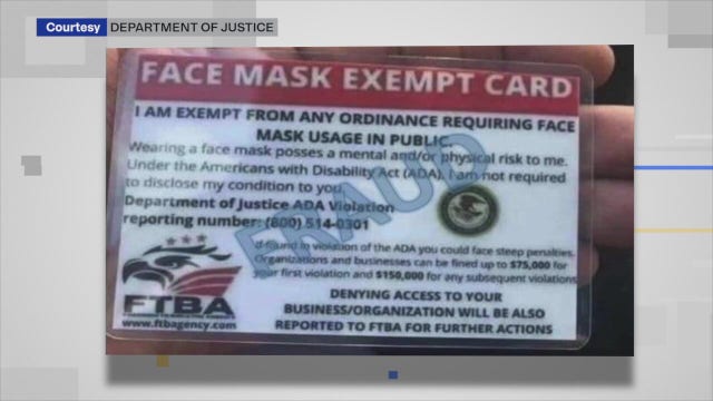 Officials warn face mask exemption cards being sold online are a scam