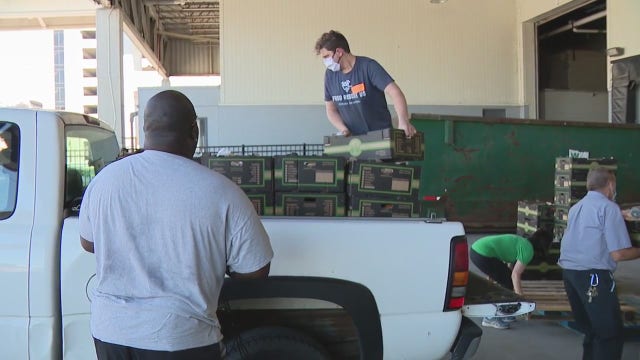 TCF Center loading docks being used for food distribution center