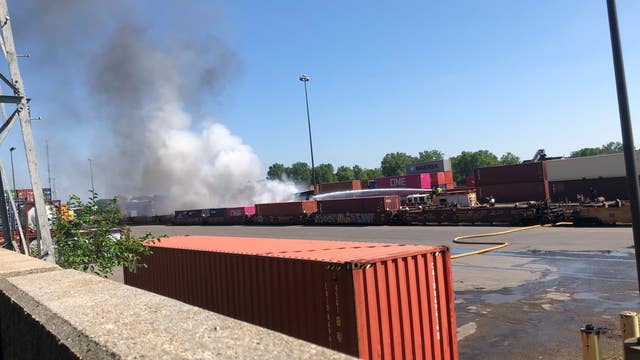 Loud explosions heard at Ferndale train yard after equipment catches fire