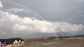 ‘It actually happened!’ Weather enthusiast finds the end of a rainbow