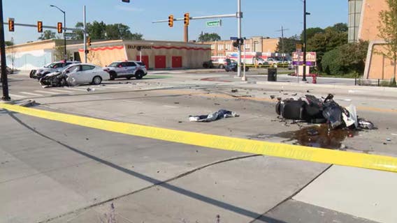 Man hospitalized after car veers into motorcycle on Livernois Ave