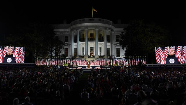 Crowd of 1,500, many without masks, packed onto White House South Lawn amid pandemic for Trump's RNC speech