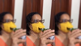 Woman crochets ‘beer-friendly’ face mask for easy access to alcoholic drinks