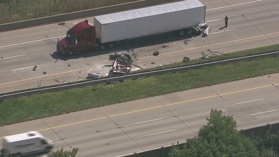 Car goes under semi in chain-reaction crash on I-75, MSP searching for unrelated suspect with knife in area