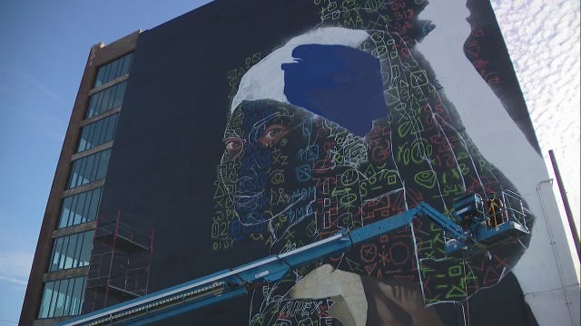 Work begins on new mural in Detroit's Greater New Center area