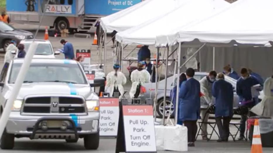 Detroit's drive-thru testing site at the State Fairgrounds