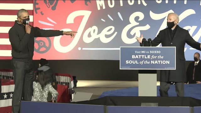 Former President Barack Obama and Joe Biden visit Detroit 3 days before Election Day