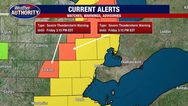 Severe thunderstorm watch in effect Friday afternoon for all of southeast Michigan