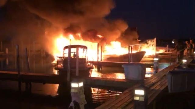 Grosse Ile first responders battle blaze at Ford Yacht Club
