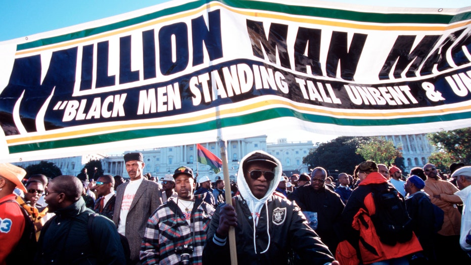 Participants in the Million Man March, a day of atonement and reconciliation conceived by Louis Farrakhan for African-American men. (Photo by James Leynse/Corbis via Getty Images)