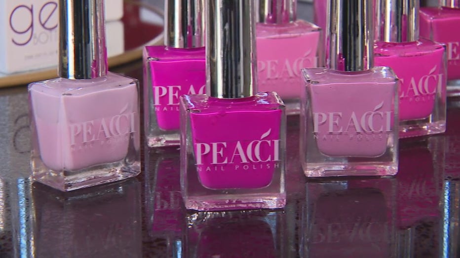 Pink nail polish from a Birmingham nail salon