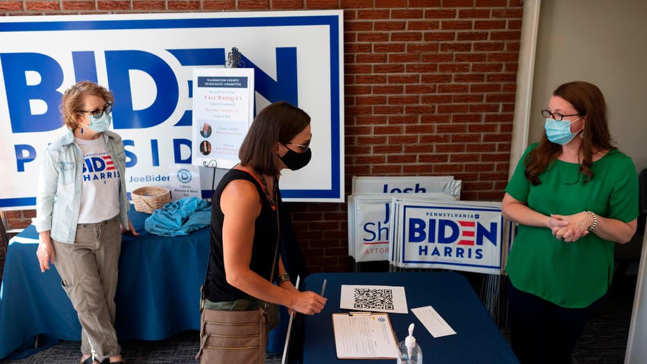 Women campaign for Democrat Joe Biden