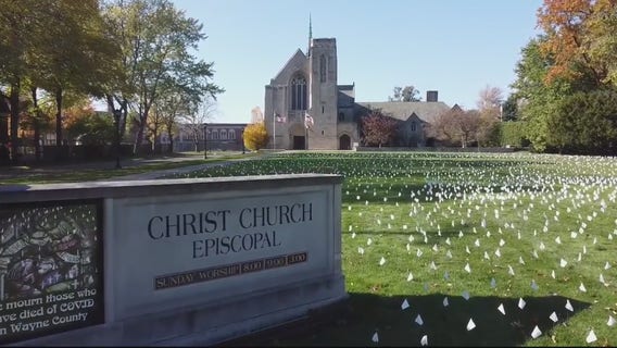 Grosse Pointe church's white flag display honors Michigan COVID-19 victims