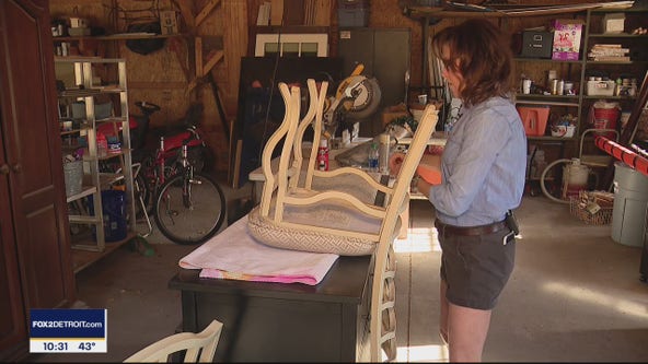 Reupholstering kitchen chairs on Jill of All Trades