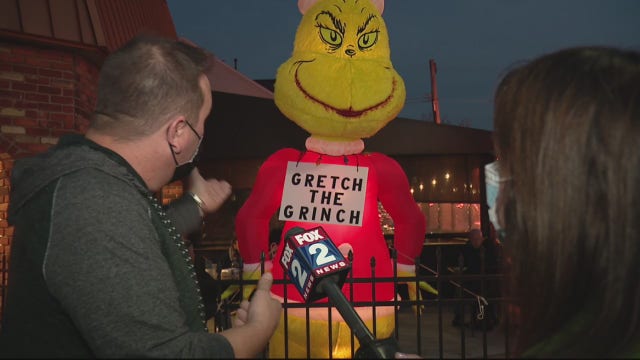 Trenton restaurant puts up giant 'Gretch the Grinch' decoration to protest governor