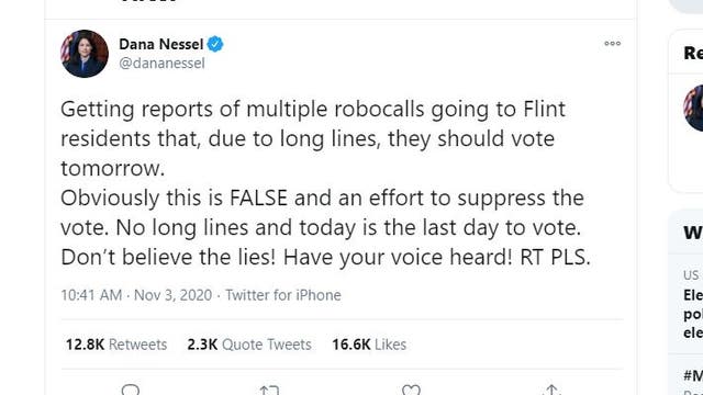 Michigan's Nessel and Benson warn of robo calls telling Flint residents to vote Wednesday