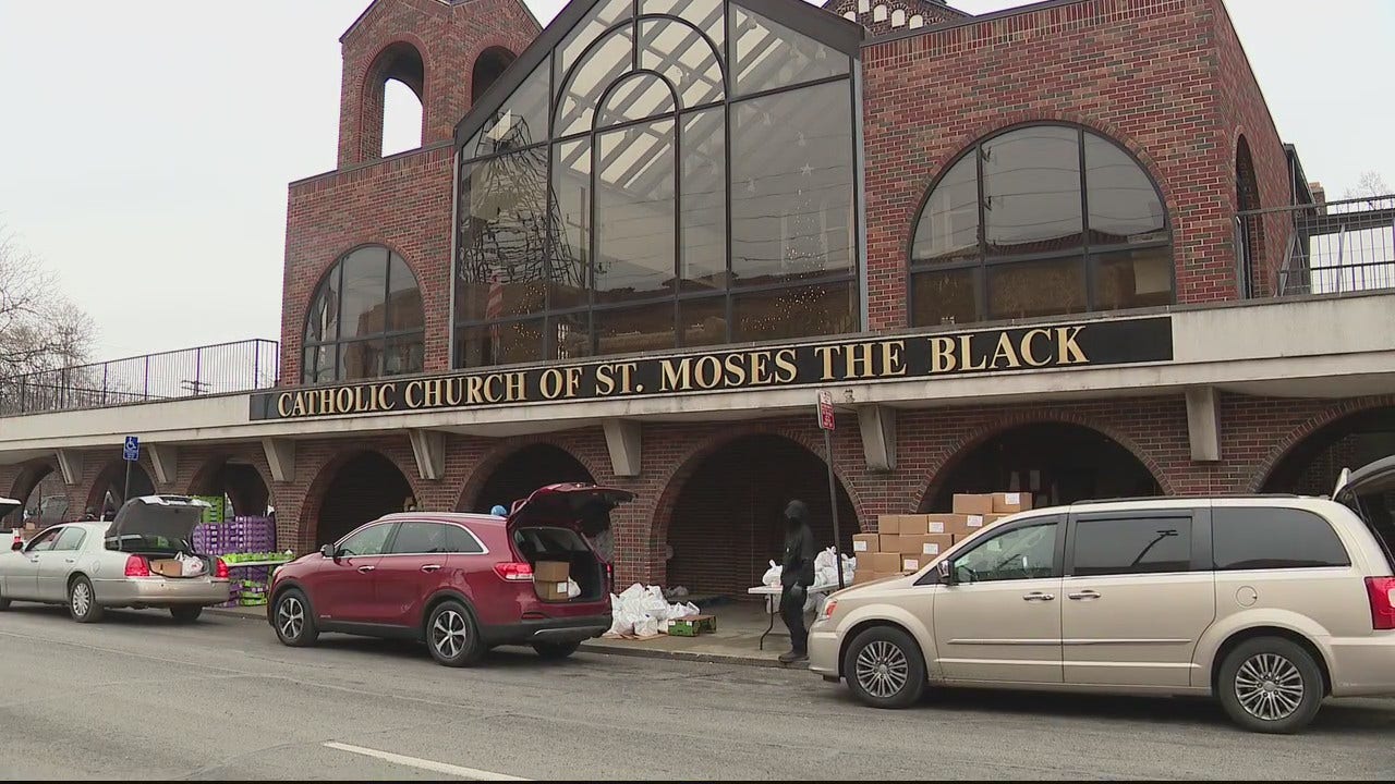 Pandemic food bank demand at St. Moses the Black in Detroit sees