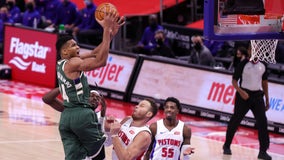 Antetokounmpo's triple-double lifts Bucks over Pistons